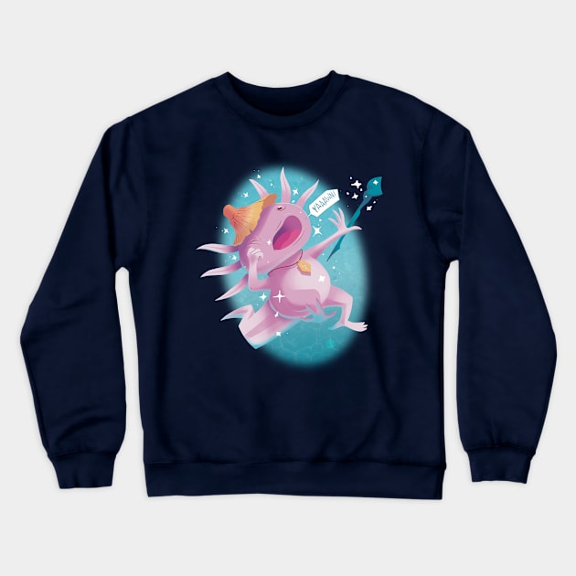 Sleepy Axolotl Wizard Crewneck Sweatshirt by kyl_armstrong